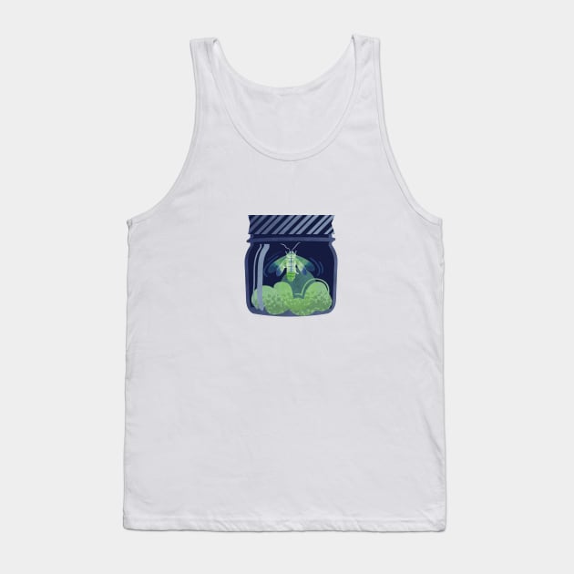 Glowing in the moss // spot illustration // blue background jars with lightning fireflies bugs quirky whimsical and bioluminescence lampyridae beetles Tank Top by SelmaCardoso